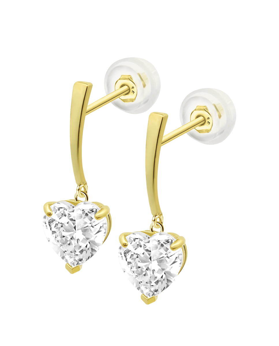 Pendientes hin00278 basics de oro 9k acabado brillo y motivo corazón - Time Road - Blanco Blanco-1