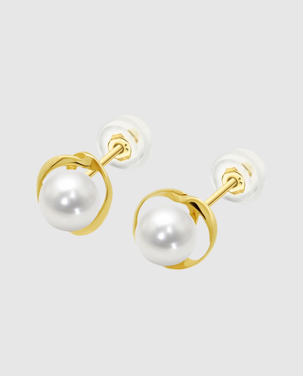 Pendientes hin00353 basics de oro 9k acabado brillo - Time Road - Blanco Blanco-1