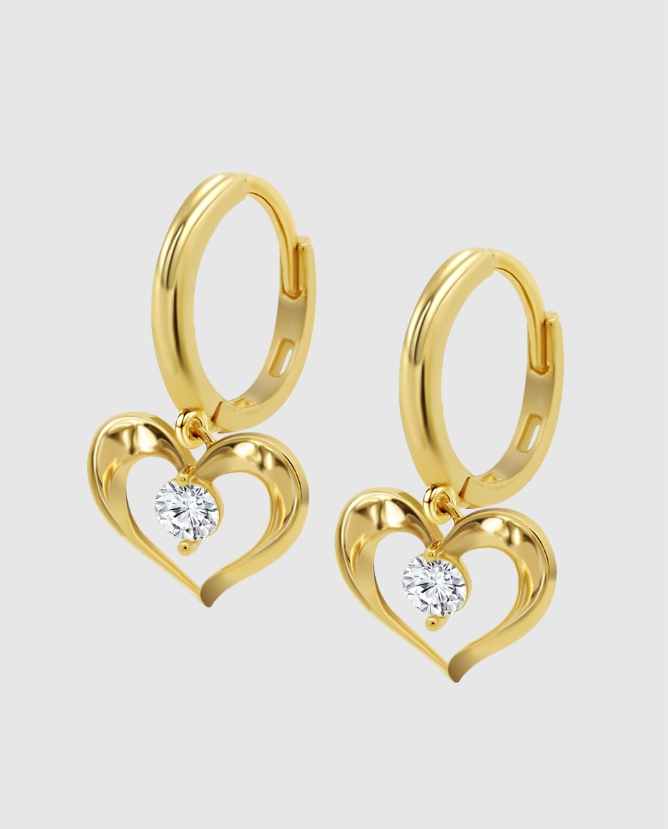 Imagen 0 de Pendientes hin00355 basics de oro 9k acabado brillo y motivo corazón Blanco