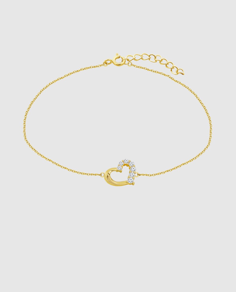 Pulsera HIN00366/19 Basics de oro 9K acabado brillo y motivo corazón Blanco-1