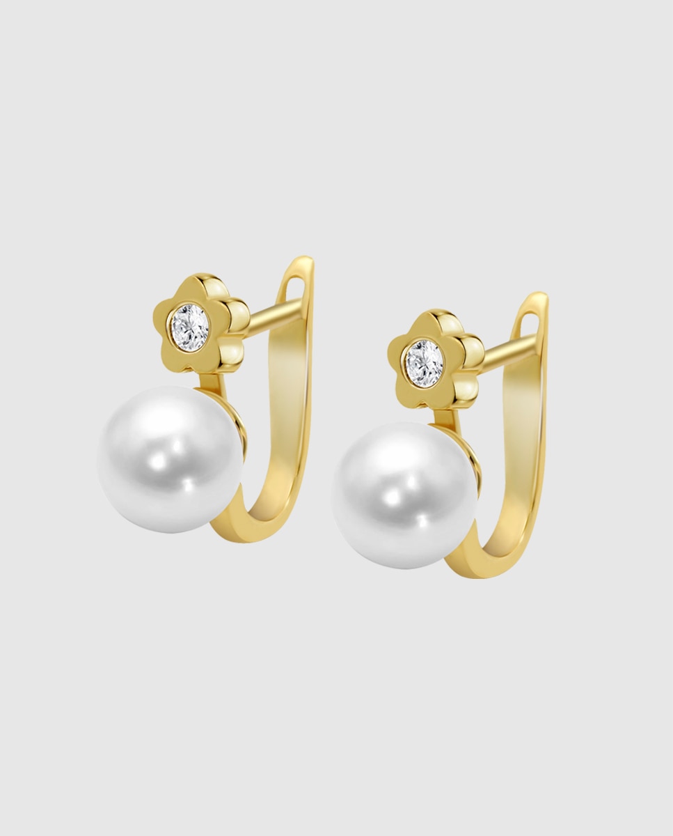 Pendientes hin00383 basics de oro 9k acabado brillo - Time Road - Blanco Blanco-1