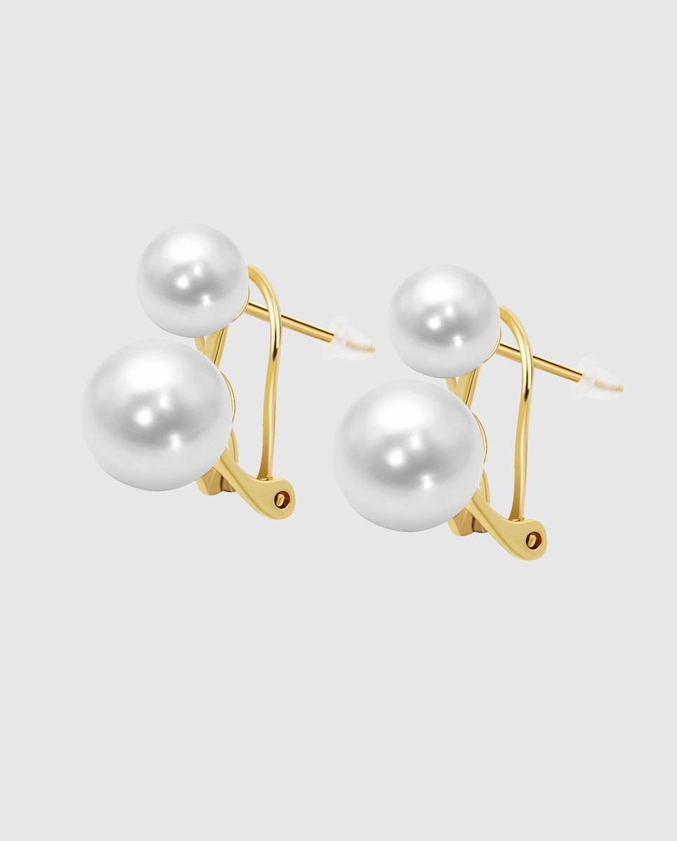 Imagen 0 de Pendiente hin00386 basics de oro 9k acabado brillo con synthetic pearl Blanco