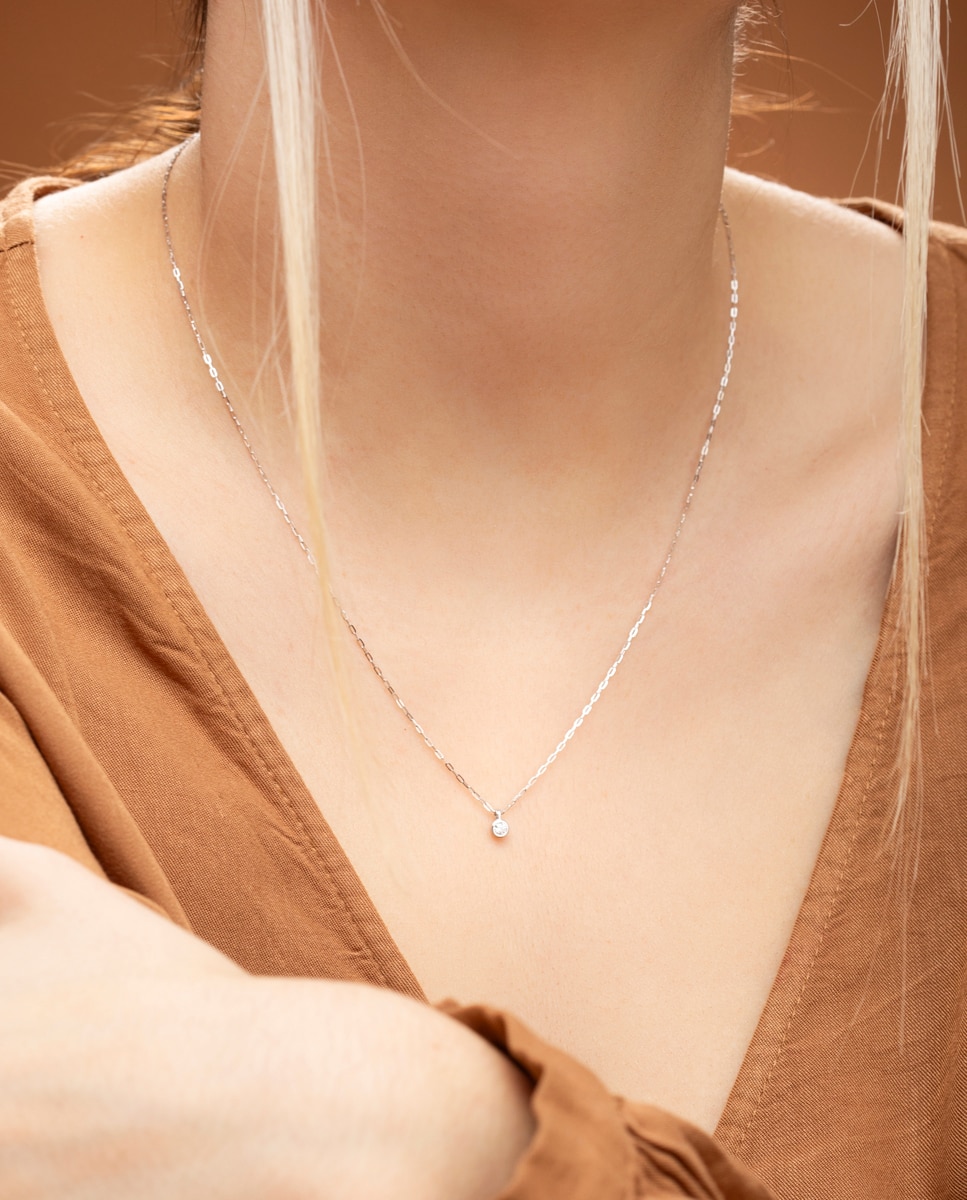 Collar dia00047/45 diamonds de oro 9k acabado brillo - Time Road - Blanco Blanco-2