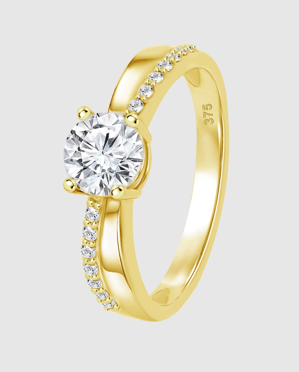 Imagen 0 de Anillo hin00423 basics de oro 9k acabado brillo con circonita y motivo solitario Blanco