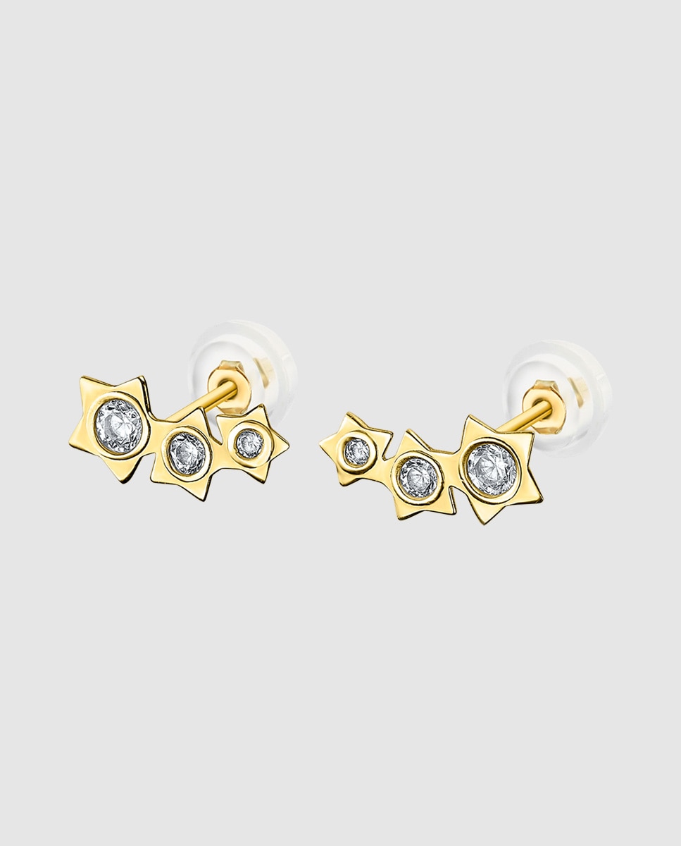 Pendientes lg00308 basics de oro 9k acabado brillo y motivo estrella - Time Road - Blanco Blanco-1