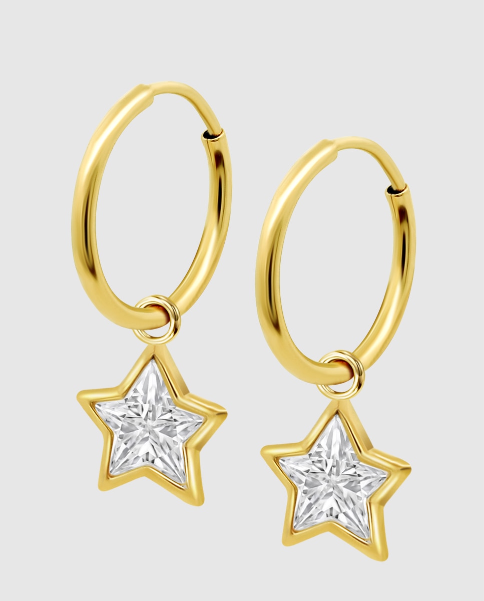 Pendientes hin00450/12 basics de oro 9k acabado brillo y motivo estrella - Time Road - Dorado Dorado-1