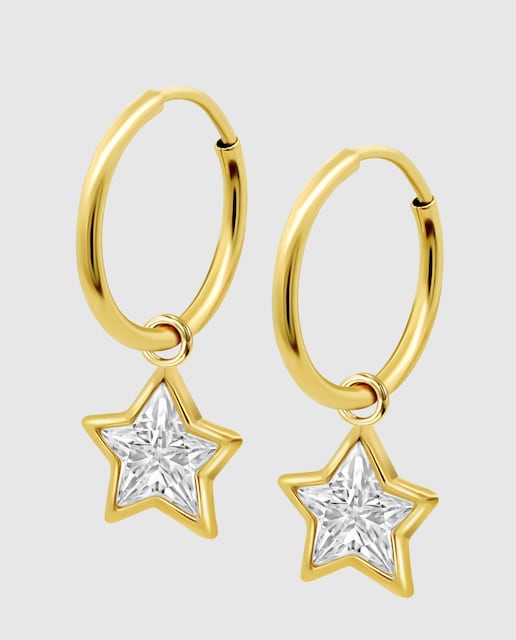 Imagen 0 de Pendientes HIN00450/12 Basics de oro 9K acabado brillo y motivo estrella