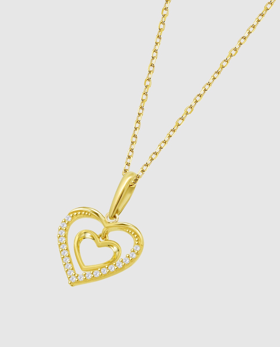 Imagen 1 de Cadena con colgante hin00461 45 basics de oro 9k acabado brillo con circonita y motivo corazón - Time Road - Amarillo Amarillo
