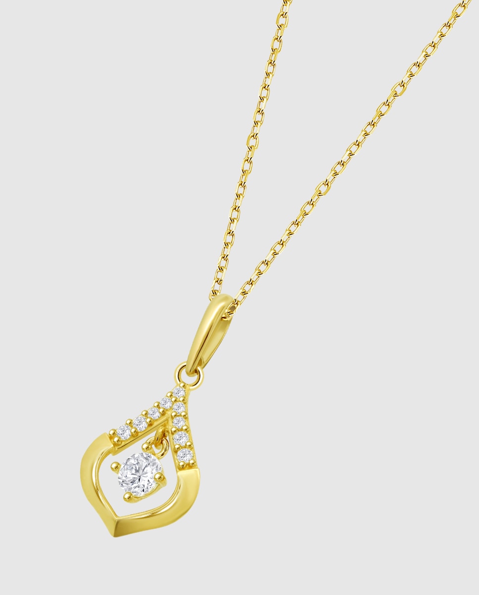 Imagen 1 de Cadena con colgante hin00462 45 basics de oro 9k acabado brillo con circonita y motivo geométrico - Time Road - Amarillo Amarillo