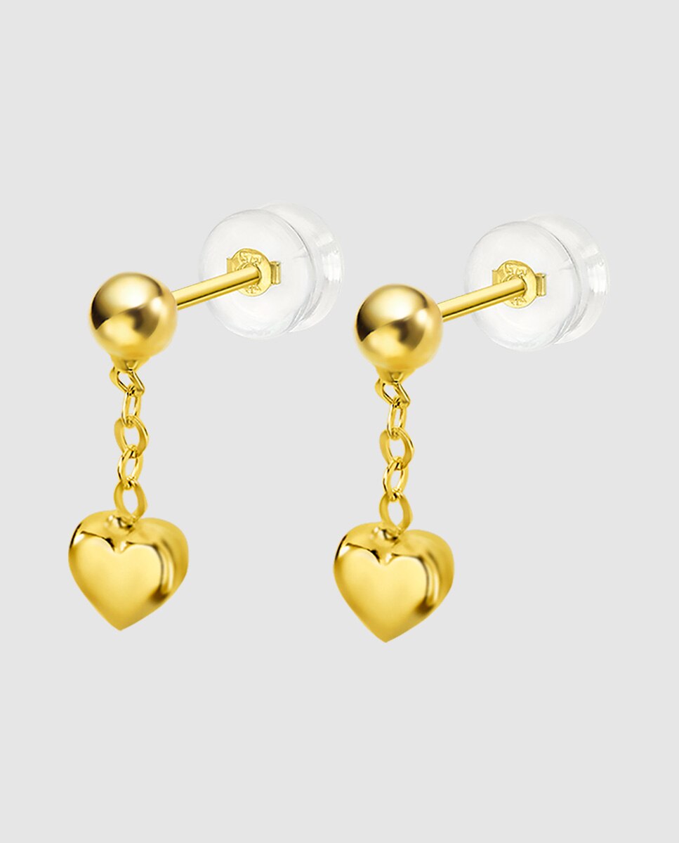 Pendientes lu00037 basics de oro 9k acabado brillo y motivo corazón - Time Road - Dorado Dorado-1