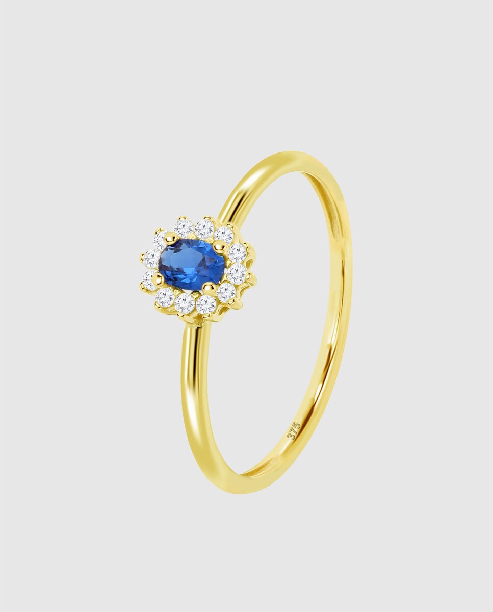 Imagen 0 de Anillo hin00502 basics de oro 9k acabado brillo con circonita y motivo solitario Azul