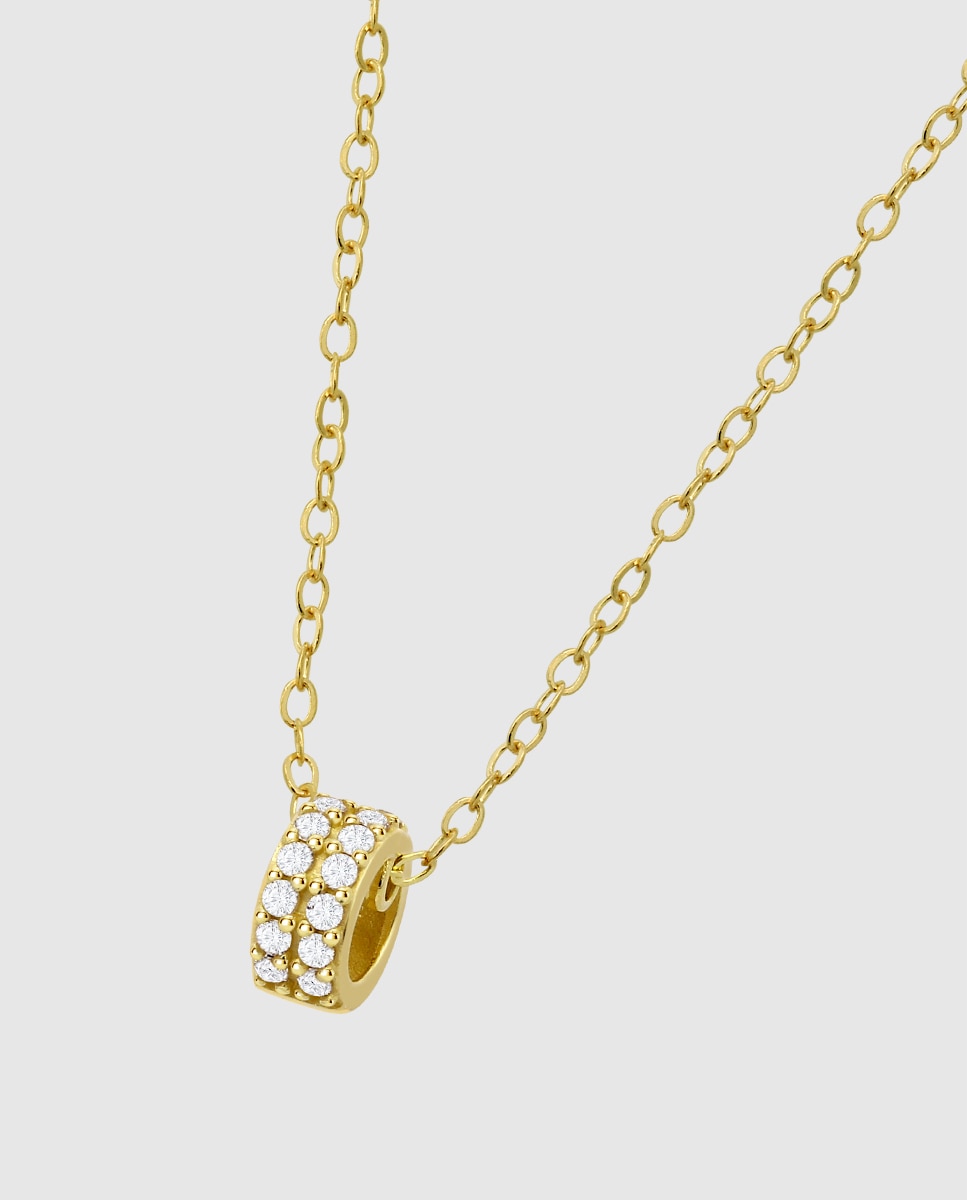 Cadena con colgante basics de oro amarillo 9k acabado brillo con circonita y motivo geométrico - Time Road - Blanco Blanco-1