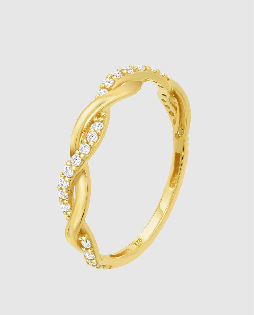 Imagen 0 de Anillo basics de oro amarillo 9k acabado brillo con circonita y motivo infinito Blanco