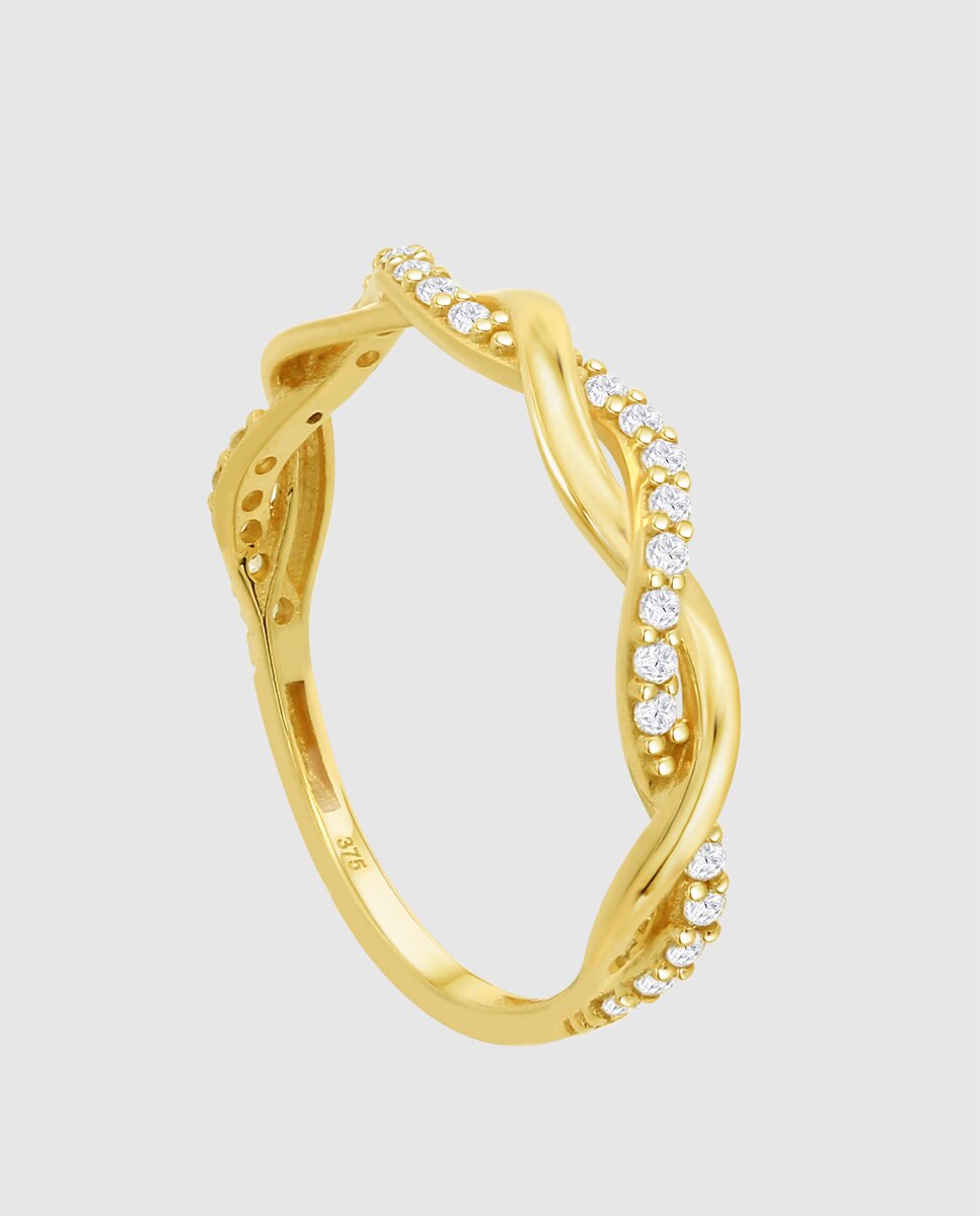 Anillo basics de oro amarillo 9k acabado brillo con circonita y motivo infinito - Time Road - Blanco Blanco-2