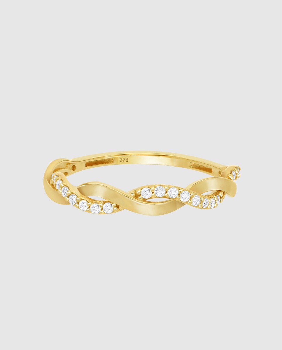 Anillo basics de oro amarillo 9k acabado brillo con circonita y motivo infinito - Time Road - Blanco Blanco-3
