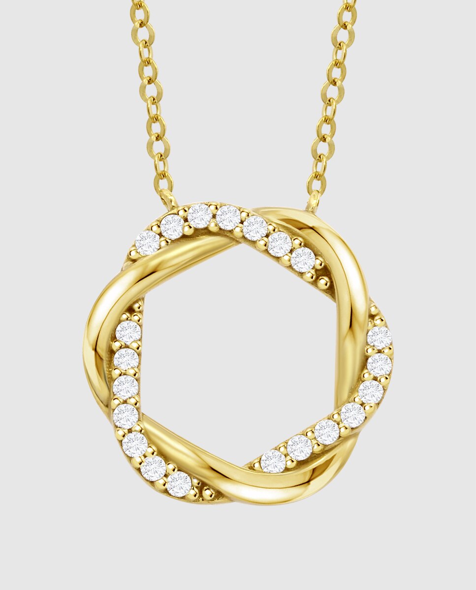 Cadena con colgante basics de oro amarillo 9k acabado brillo con circonita y motivo infinito - Time Road - Blanco Blanco-2