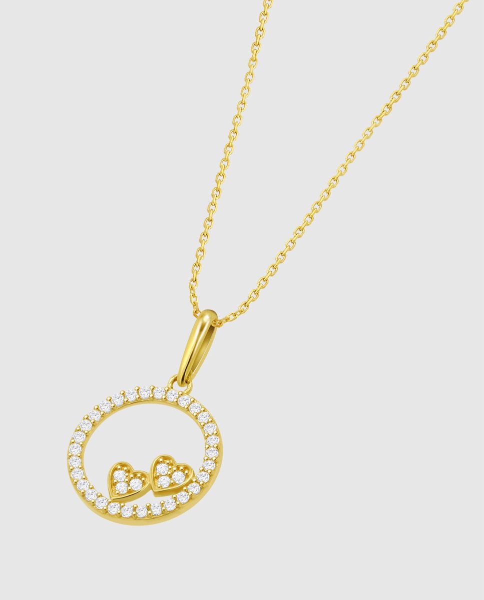Cadena con colgante hin00529 45 basics de oro 9k acabado brillo con circonita y motivo corazón - Time Road - Blanco Blanco-1