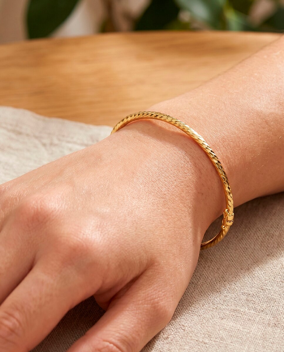 Pulsera rígida basics de oro 9k acabado brillo - Time Road - Amarillo Amarillo-2