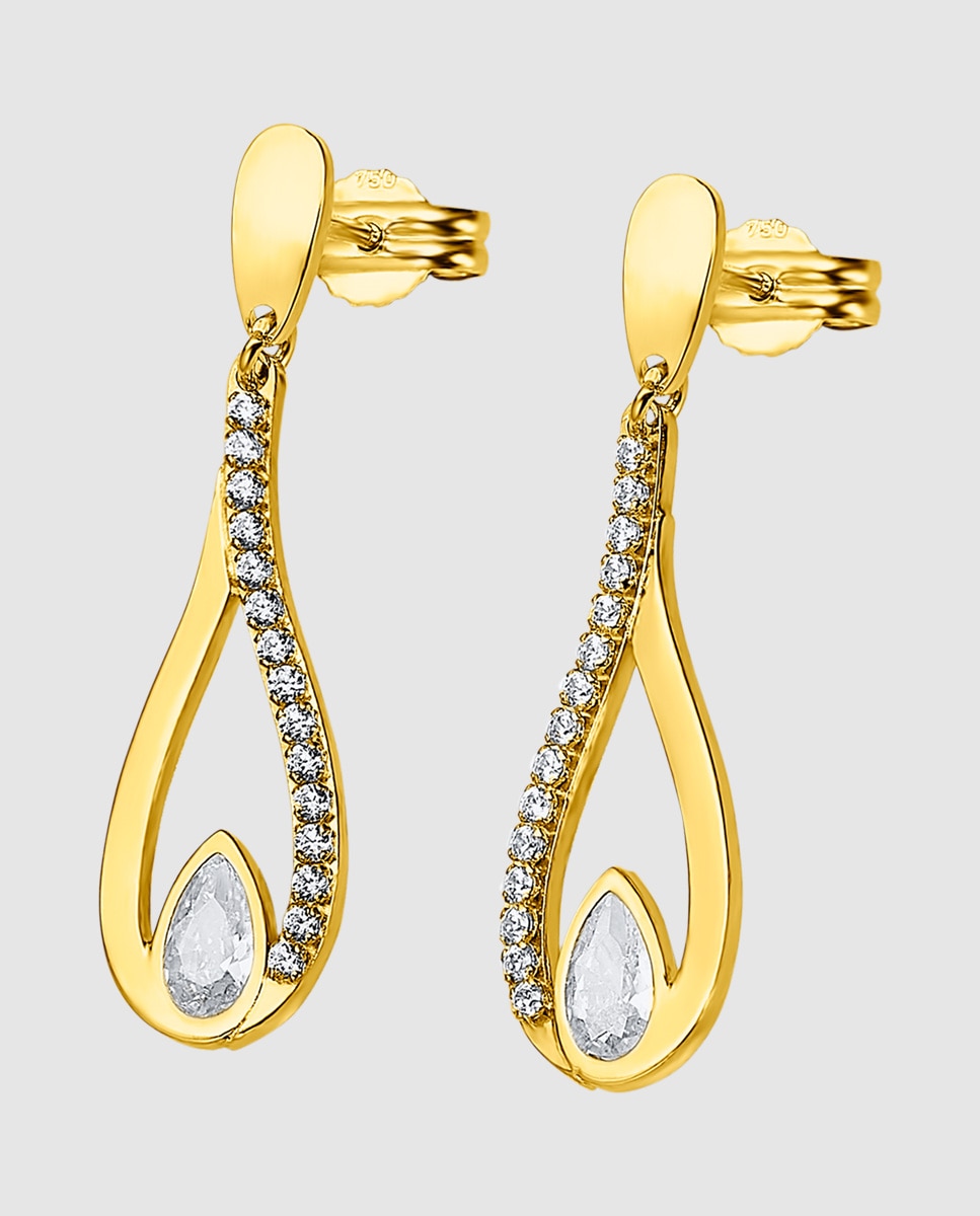 Imagen 0 de Pendientes largos basics de oro amarillo 9k acabado brillo con circonita Blanco