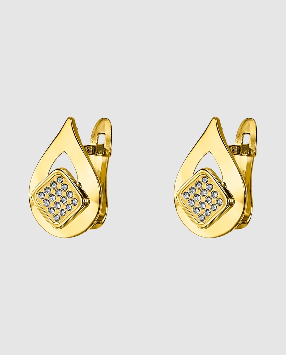Imagen 0 de Pendientes basics de oro amarillo 9k acabado brillo con circonita Blanco