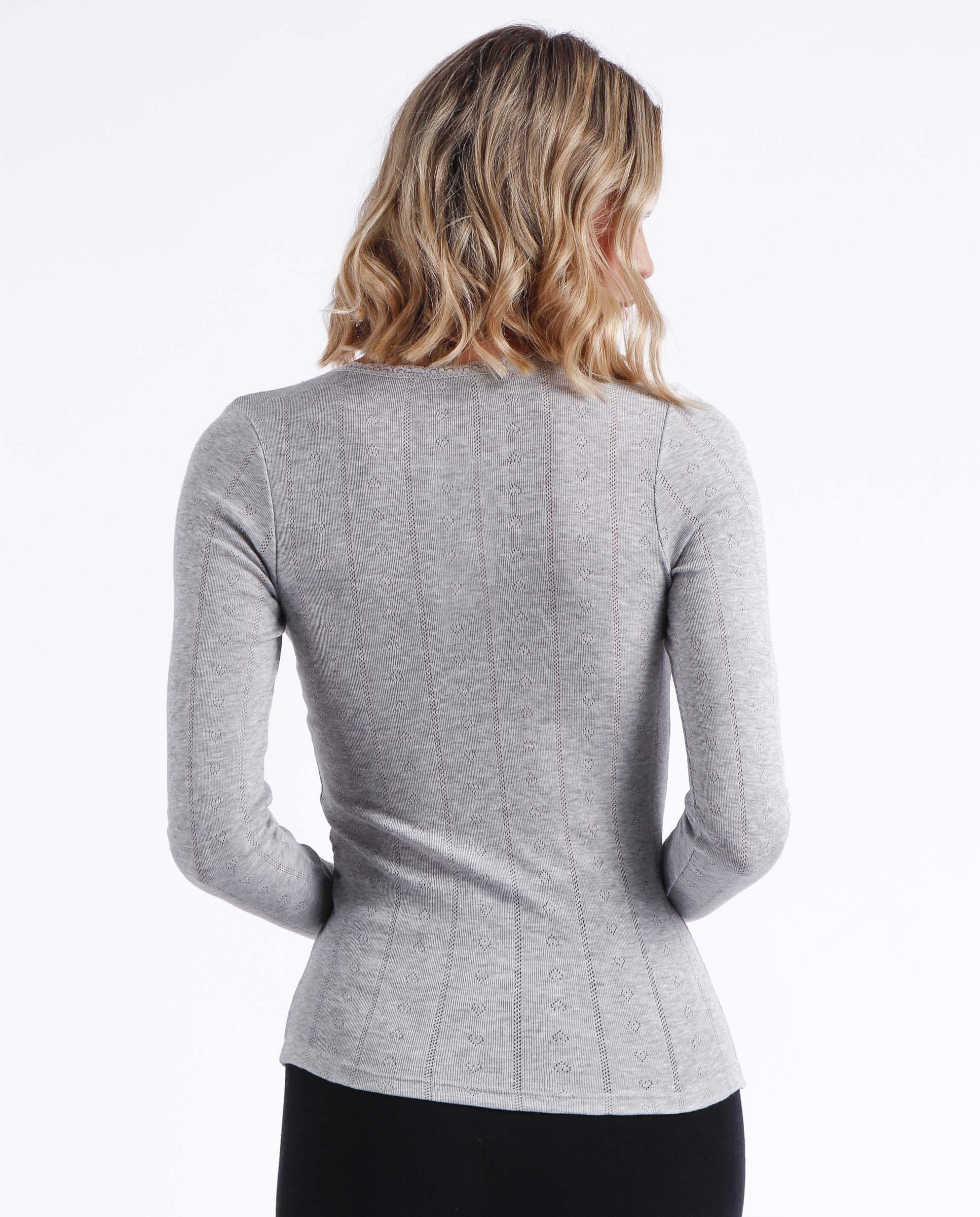 Camiseta interior de mujer de manga larga de punto de viscosa - Admas - Gris Gris-3