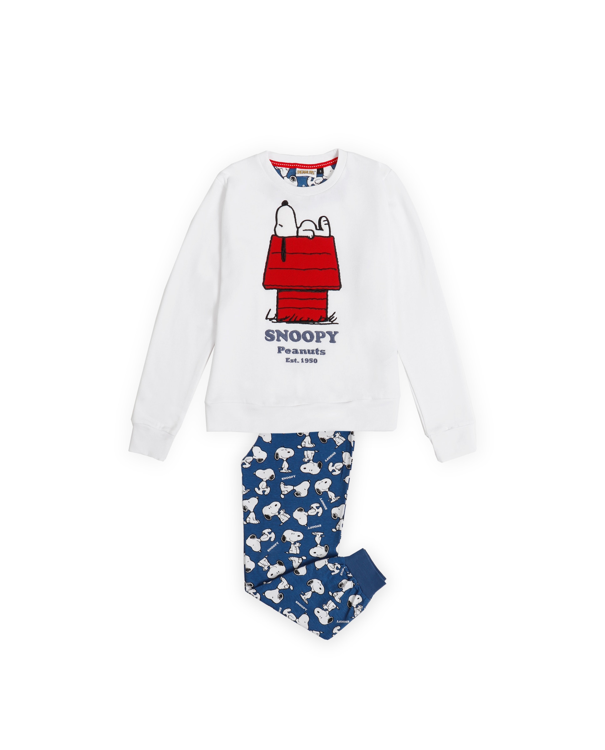 Pijama de niña con manga larga y pantalón largo con puños