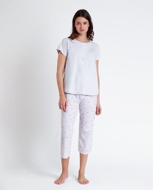 Imagen 0 de Pijama premamá pirata de punto de algodón orgánico en gris