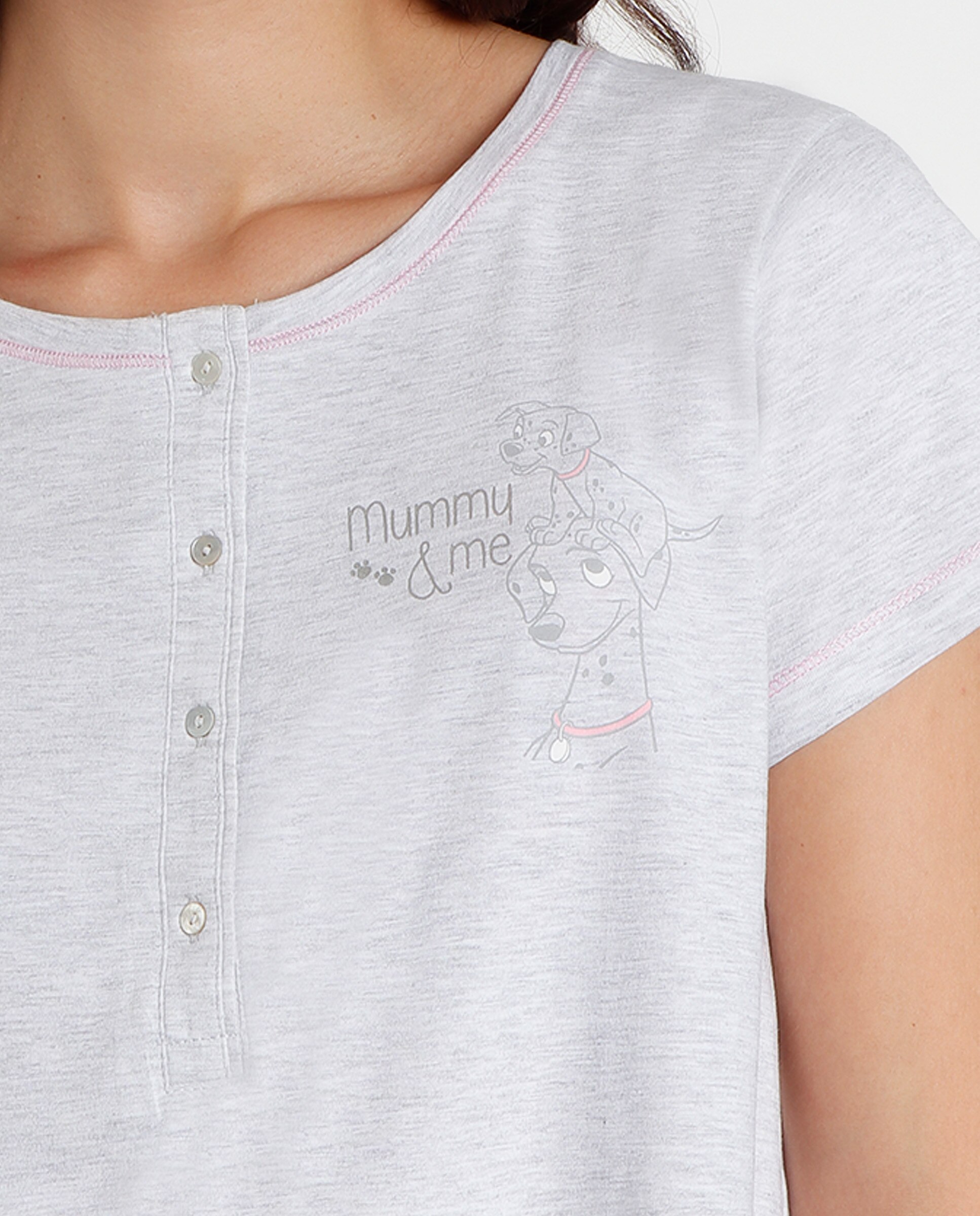 Pijama corto premamá de punto de algodón en color - Disney - Gris Gris-4