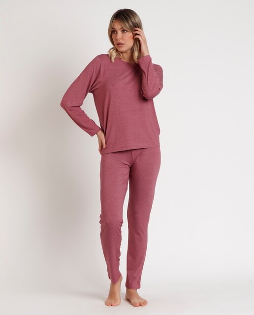 Imagen 0 de Pijama largo de mujer de punto de color azul