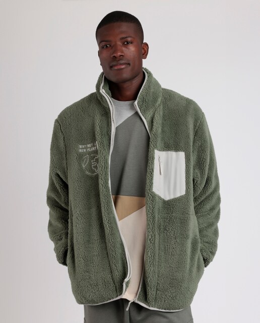 Imagen 0 de Bata de manga larga de tejido calentito de color kaki