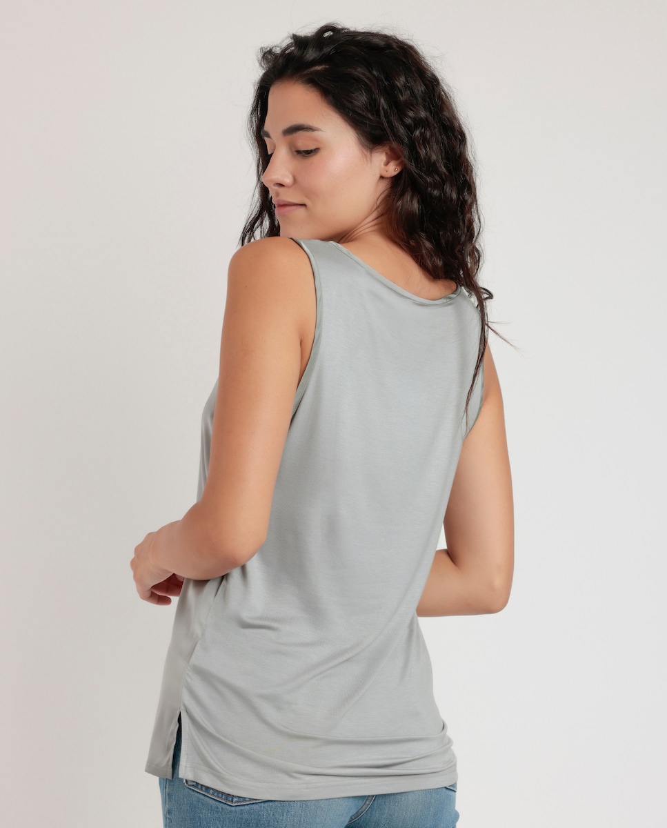 Camiseta Cuello V Mujer Camisola De Algodón Para Mujer - Sin Mangas, Cuello En V, Ultra Suave, Diseño Italiano Camisola Italiana Elástica
