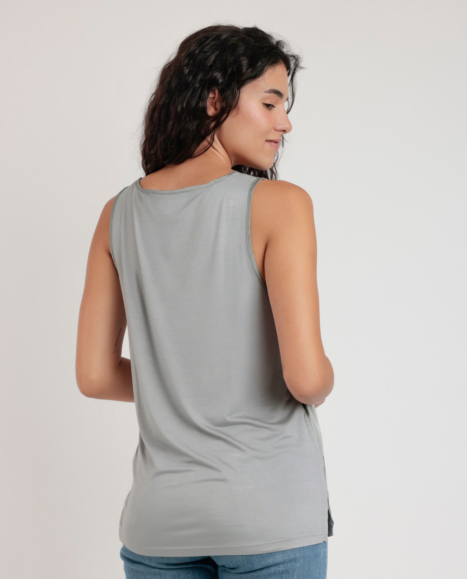 Camiseta interior de mujer sin mangas de punto - Admas - Gris claro Gris claro-3