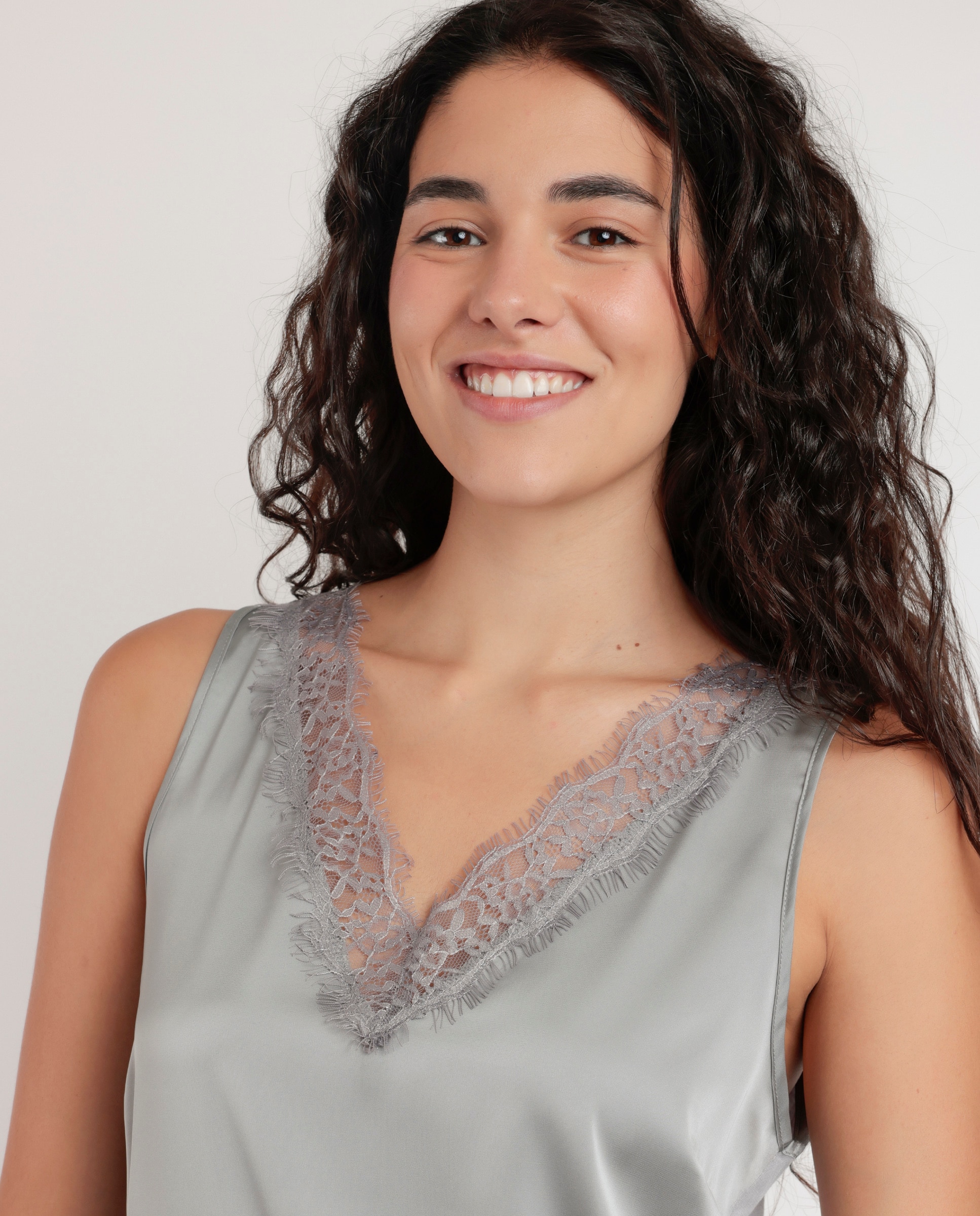 Camiseta interior de mujer sin mangas de punto - Admas - Gris claro Gris claro-4