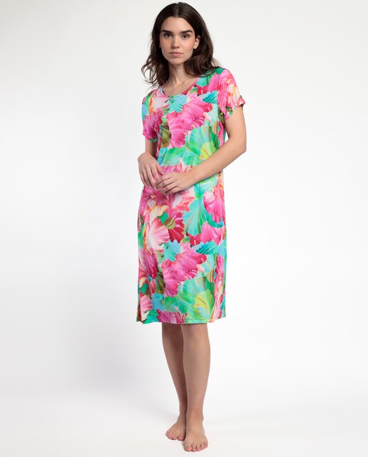 Imagen 0 de Camisón corto de mujer de punto con estampado de flores multicolor