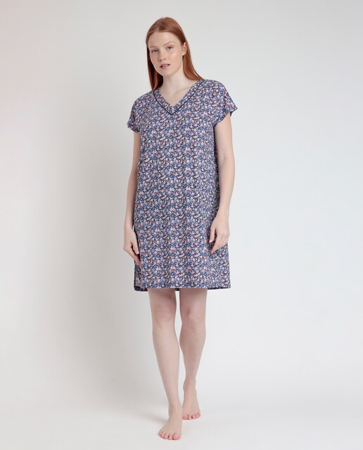 Imagen 0 de Camisón corto de mujer de punto estampado de flores