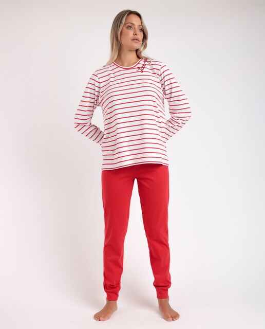 Imagen 0 de Pijama largo de mujer de punto de color rojo