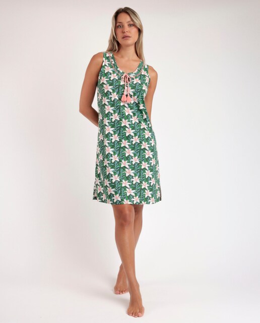 Imagen 0 de Camisón corto de mujer de punto viscosa de color verde