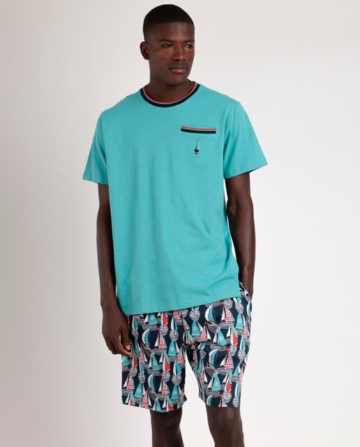 Imagen 0 de Pijama corto de hombre de punto de color azul