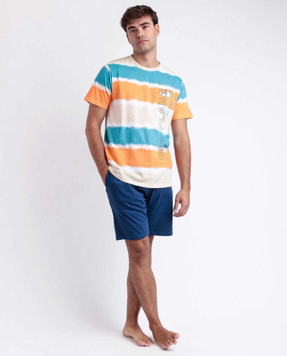 Pijama corto de hombre de punto de color beige · Admas · El Corte