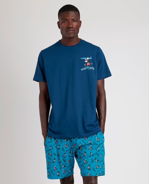 Imagen 0 de Pijama corto de hombre de punto de color azul