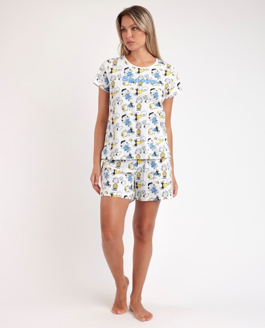Imagen 0 de Pijama corto de mujer de punto de color blanco