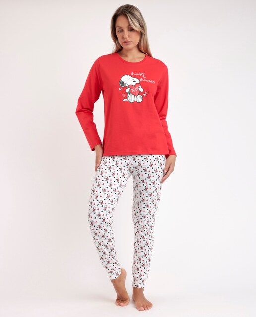 Imagen 0 de Pijama largo de mujer de punto de color rojo