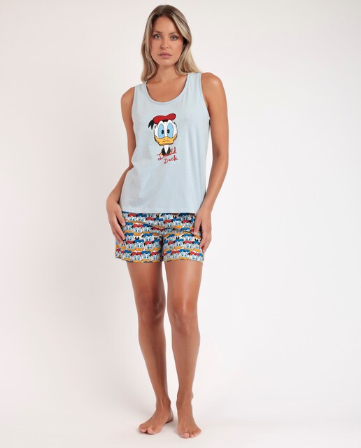 Imagen 0 de Pijama corto de mujer de punto de color azul
