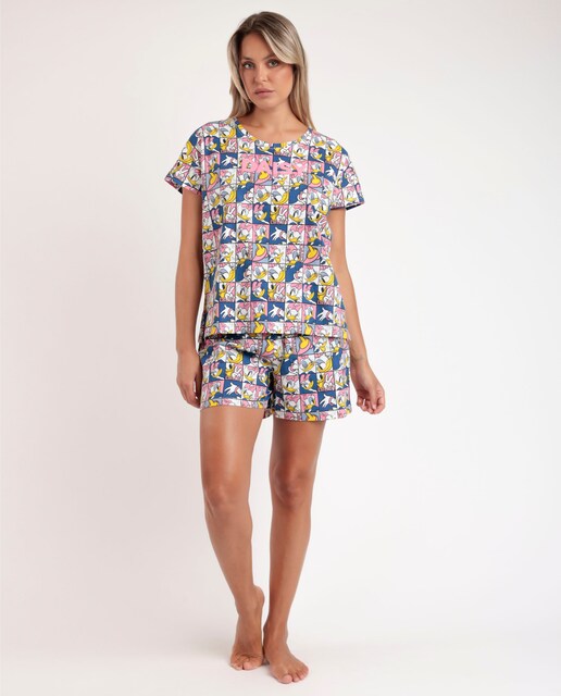 Imagen 0 de Pijama corto de mujer de punto de color rosa