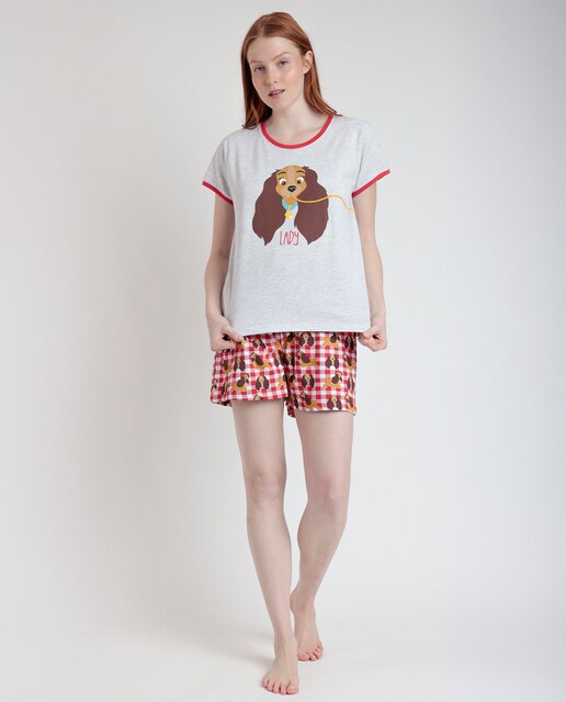 Imagen 0 de Pijama corto de mujer de punto estampado en color rojo