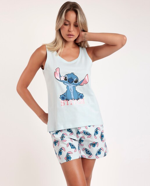 Imagen 0 de Pijama corto de mujer de punto de color azul