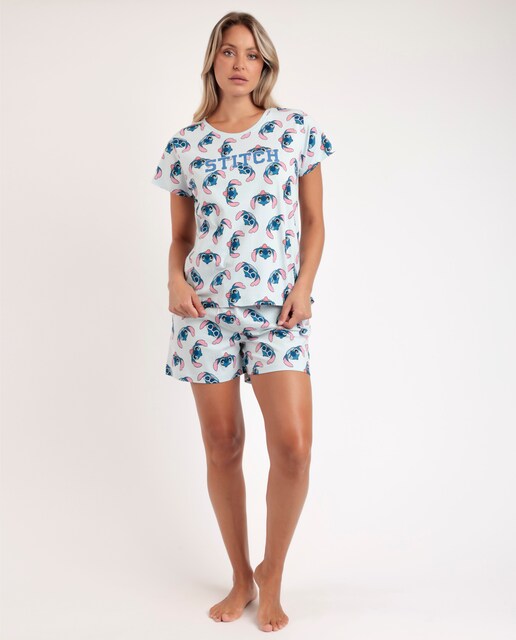 Imagen 0 de Pijama corto de mujer de punto de color azul