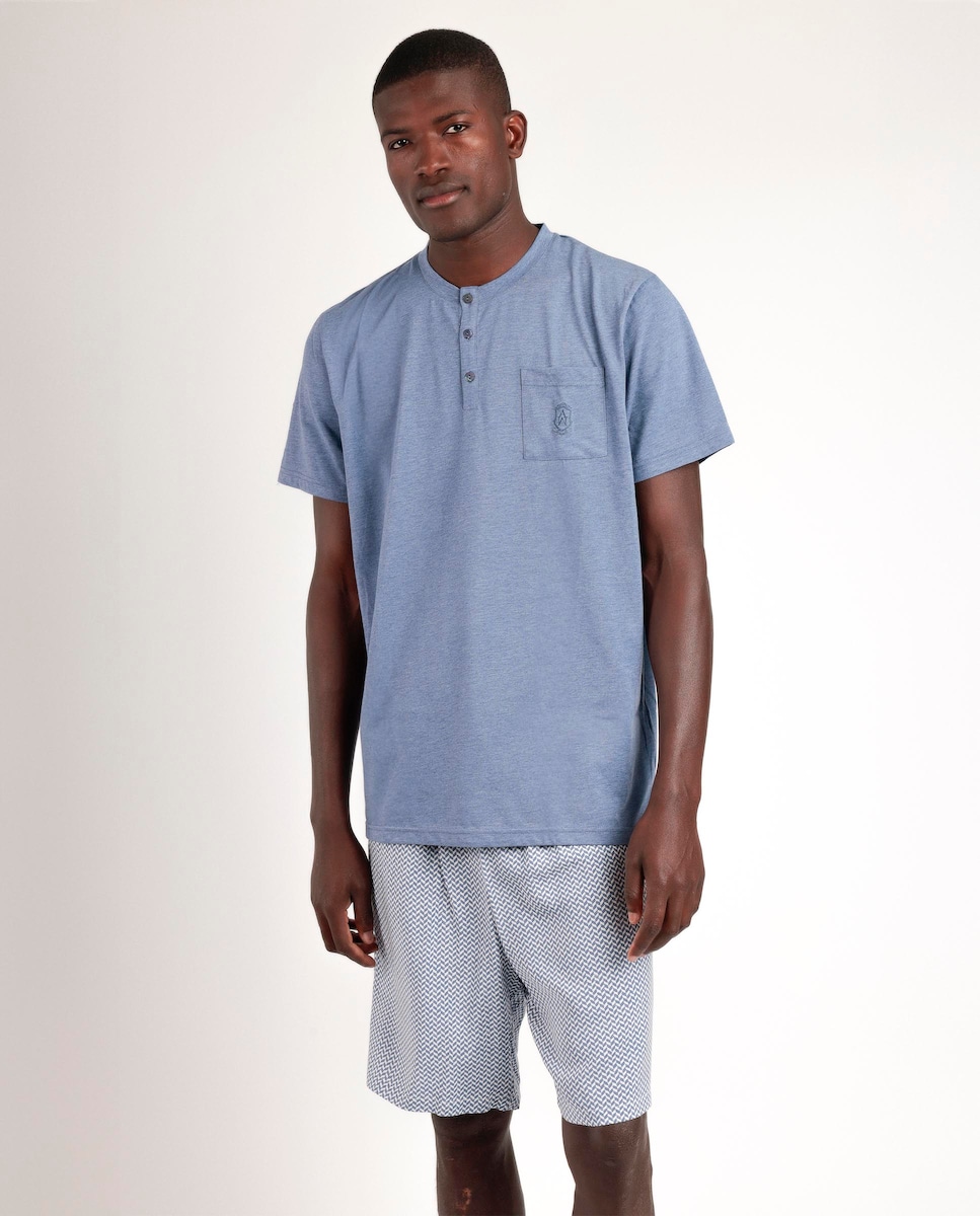 Pijama Pantalon Corto Hombre Azul Pantalon Corto Pijama Hombre