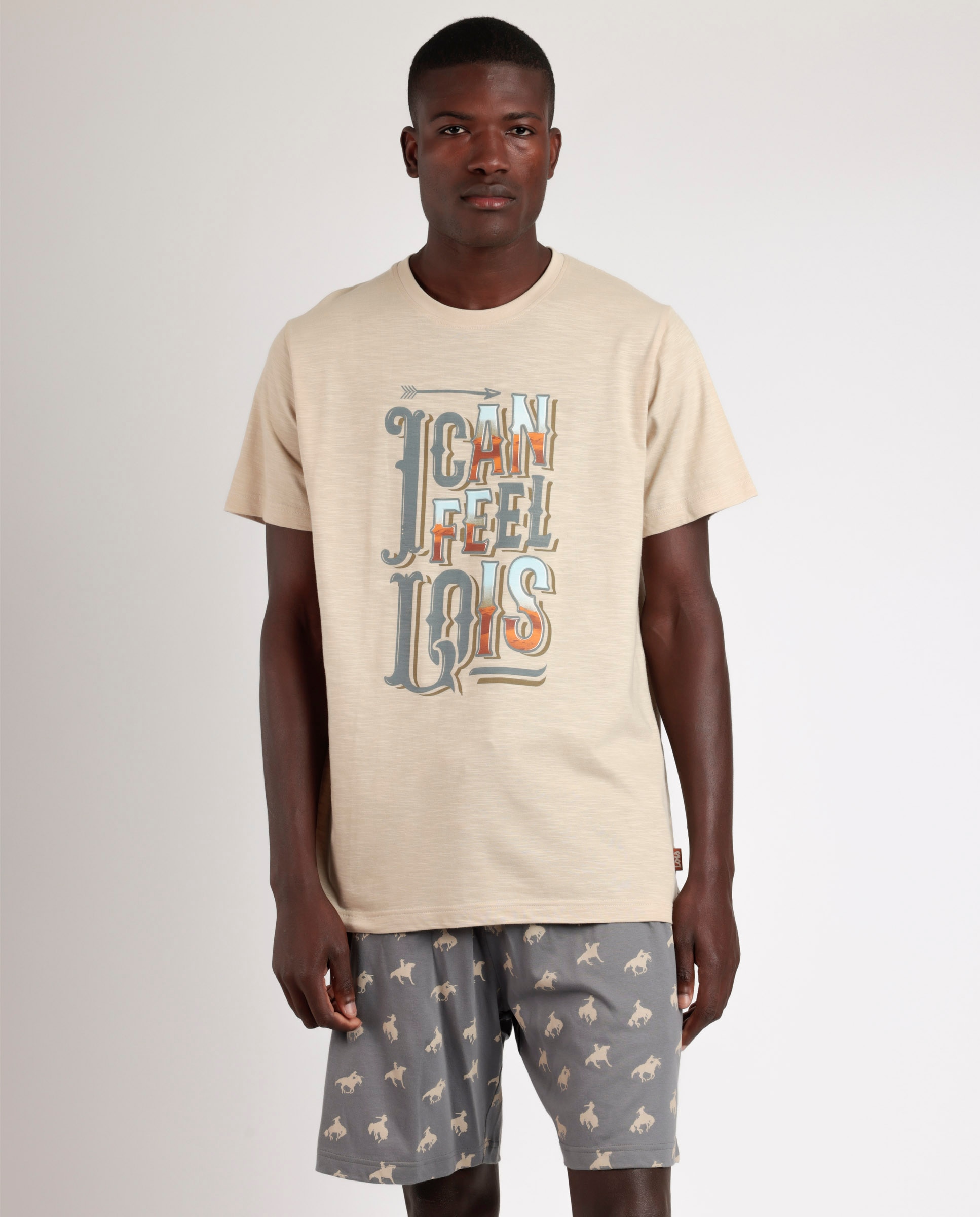 Imagen 0 de Pijama corto de hombre de punto de color camel Camel