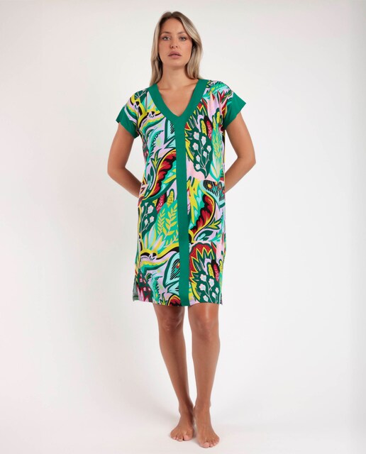 Imagen 0 de Camisón largo de mujer de punto viscosa de color multicolor